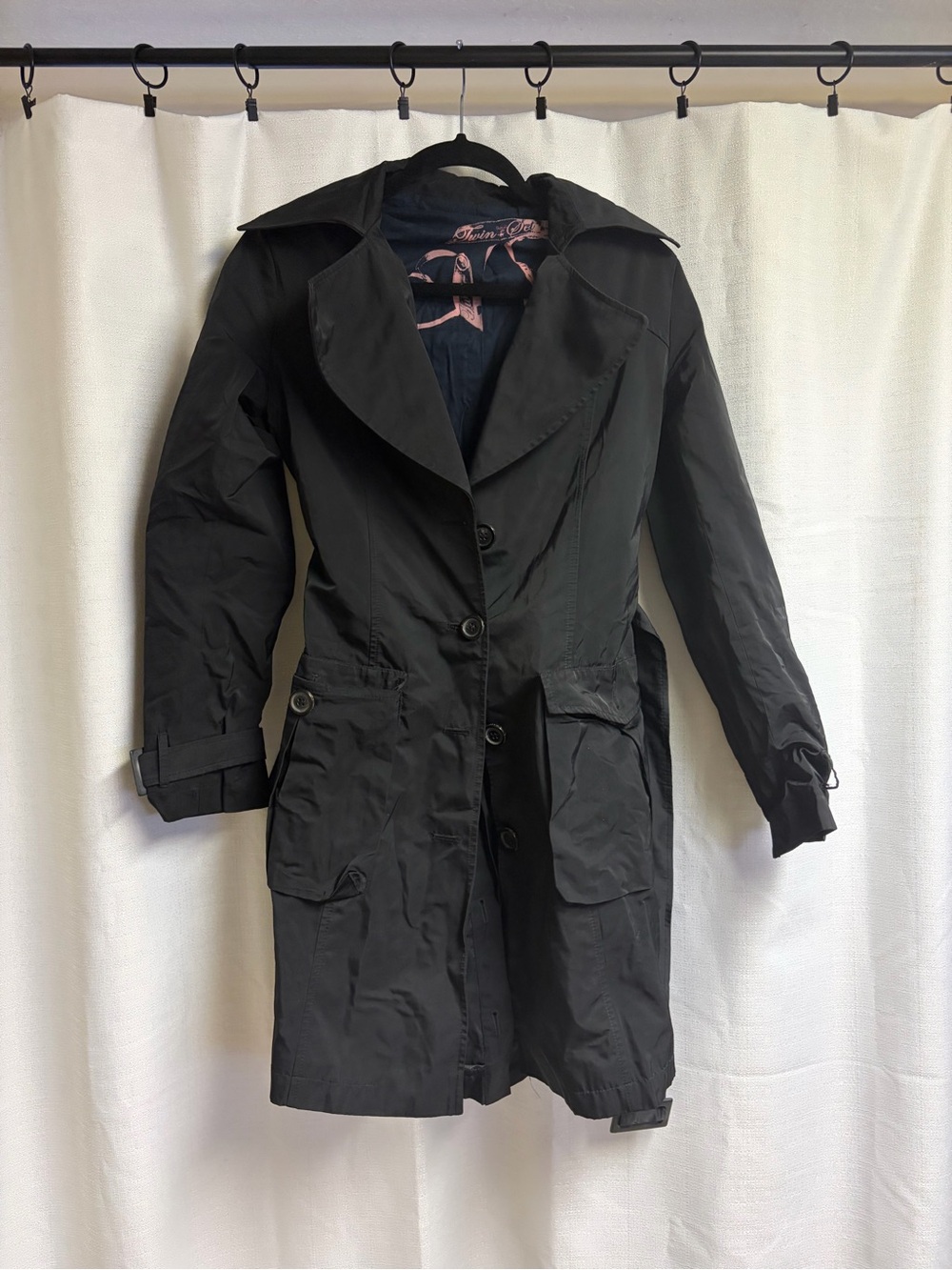 Twin-Set Black Long Trench Coat